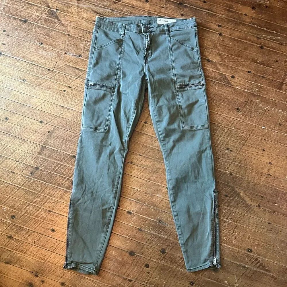 Pistola army green moto 31 normcore ankle zipper jeans